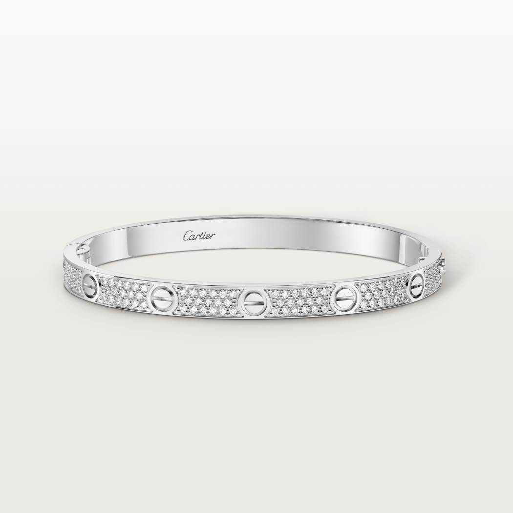LOVE bracelet, paved with diamonds, 18K white gold